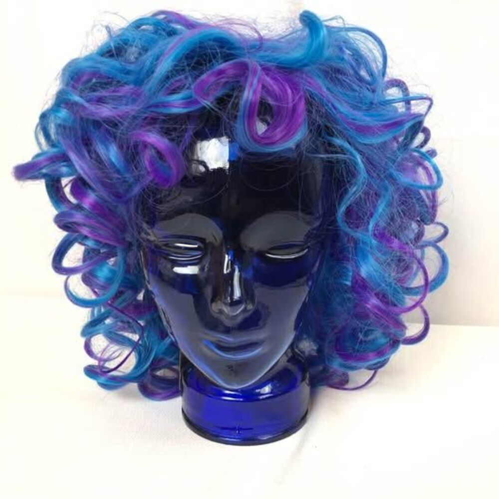 Fashion Wig Blue and Purple Curly Costume Cosplay New Heat Resistant - Picture 4 of 10